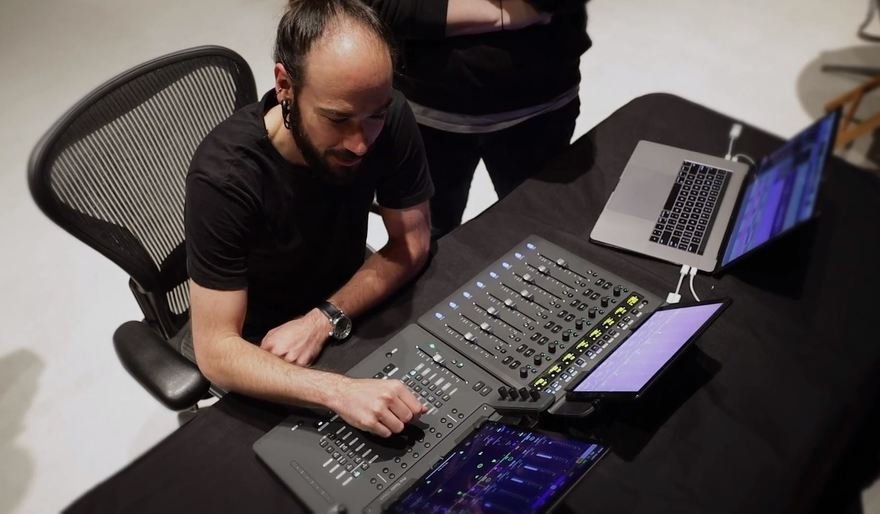 Man using S1 mixer during a music recording session