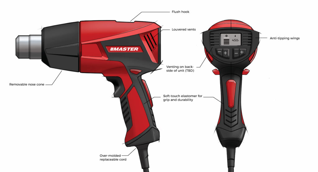 Colored sketch of a concept for the Master heat gun
