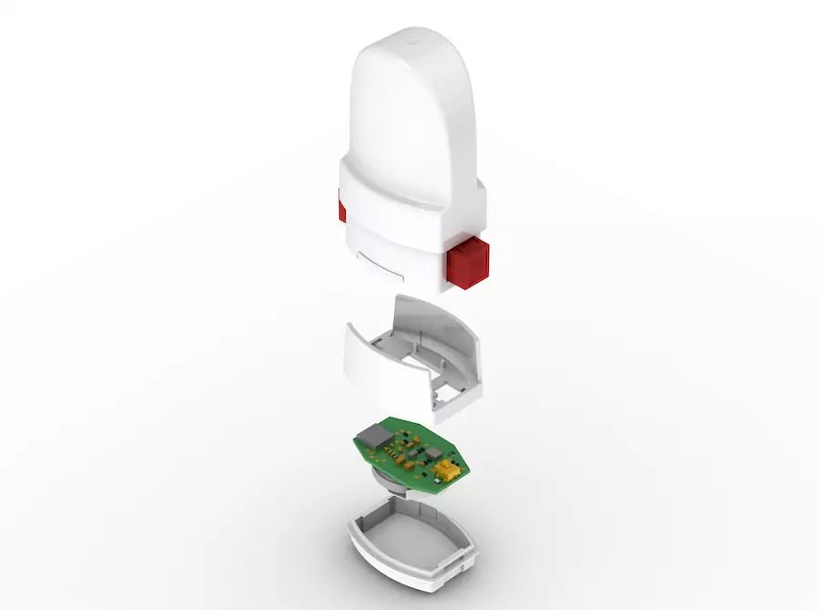 Exploded view of a medial consumer product showing all the various components